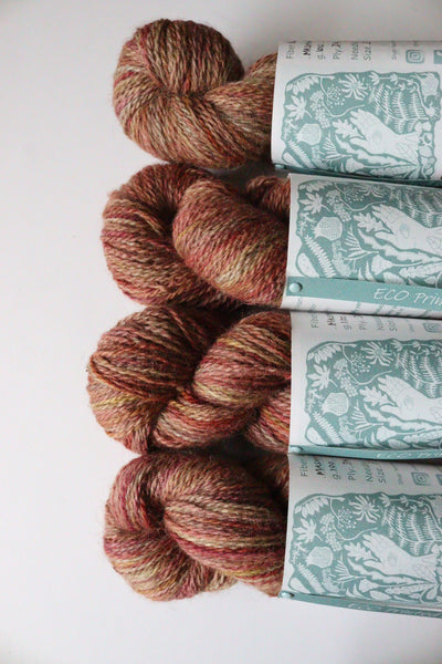 Eco Printed & Hand Painted Bluefacved Leicester & Masham Marble Wool D.K: Colourway Autumn Crush