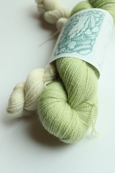 Naturally Dyed Corriedale High Twist Sock Yarn Set 1 x 100g & 1 x 20g Col: Mint & Cream