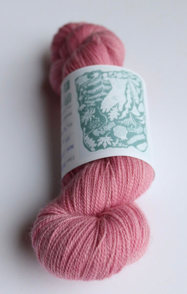 Naturally Dyed Corriedale High Twist Sock Yarn 100g Col Vintage Rose Pink