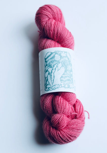 Naturally Dyed Corriedale High Twist Sock Yarn 100g Col Deep Pink