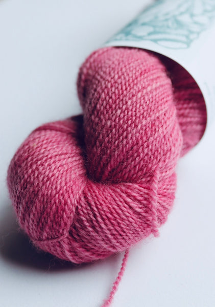 Naturally Dyed Corriedale High Twist Sock Yarn 100g Col Fushia Pink