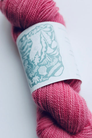 Naturally Dyed Corriedale High Twist Sock Yarn 100g Col Fushia Pink