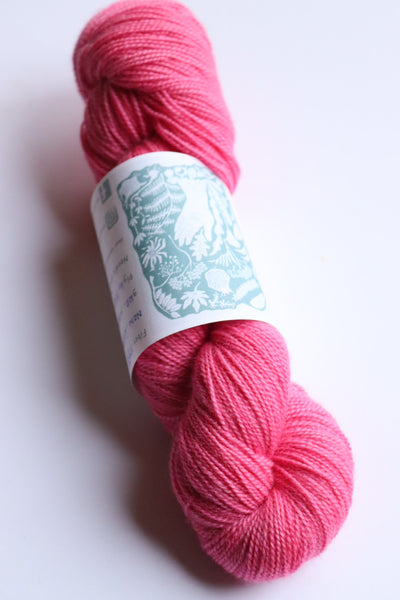 Naturally Dyed Corriedale High Twist Sock Yarn 100g Col Bright Pink