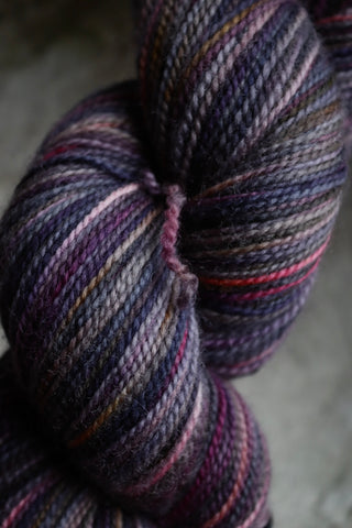 Eco Printed & Hand Painted Bluefaced Leicester 4ply Sock Yarn 110g - Col 1