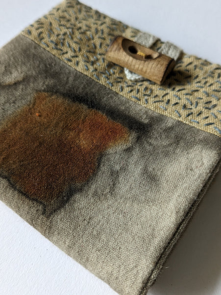 Needle Case; Rust & Naturally Dyed, Hand Embroidered Sewing Notion. No5