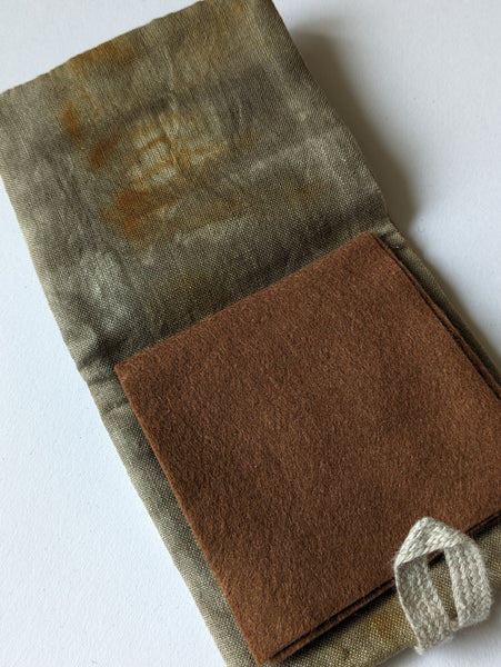 Needle Case; Rust & Naturally Dyed, Hand Embroidered Sewing Notion. No5