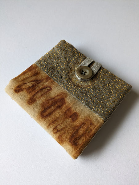 Needle case, Rust & Naturally Dyed, Hand Embroidered Sewing Notion. No3