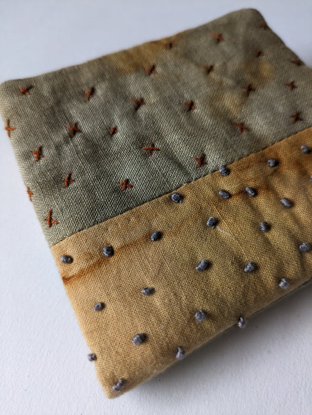 Needle Case; Rust & Narurally Dyed, Hand Embroidered Sewing Notion. No4